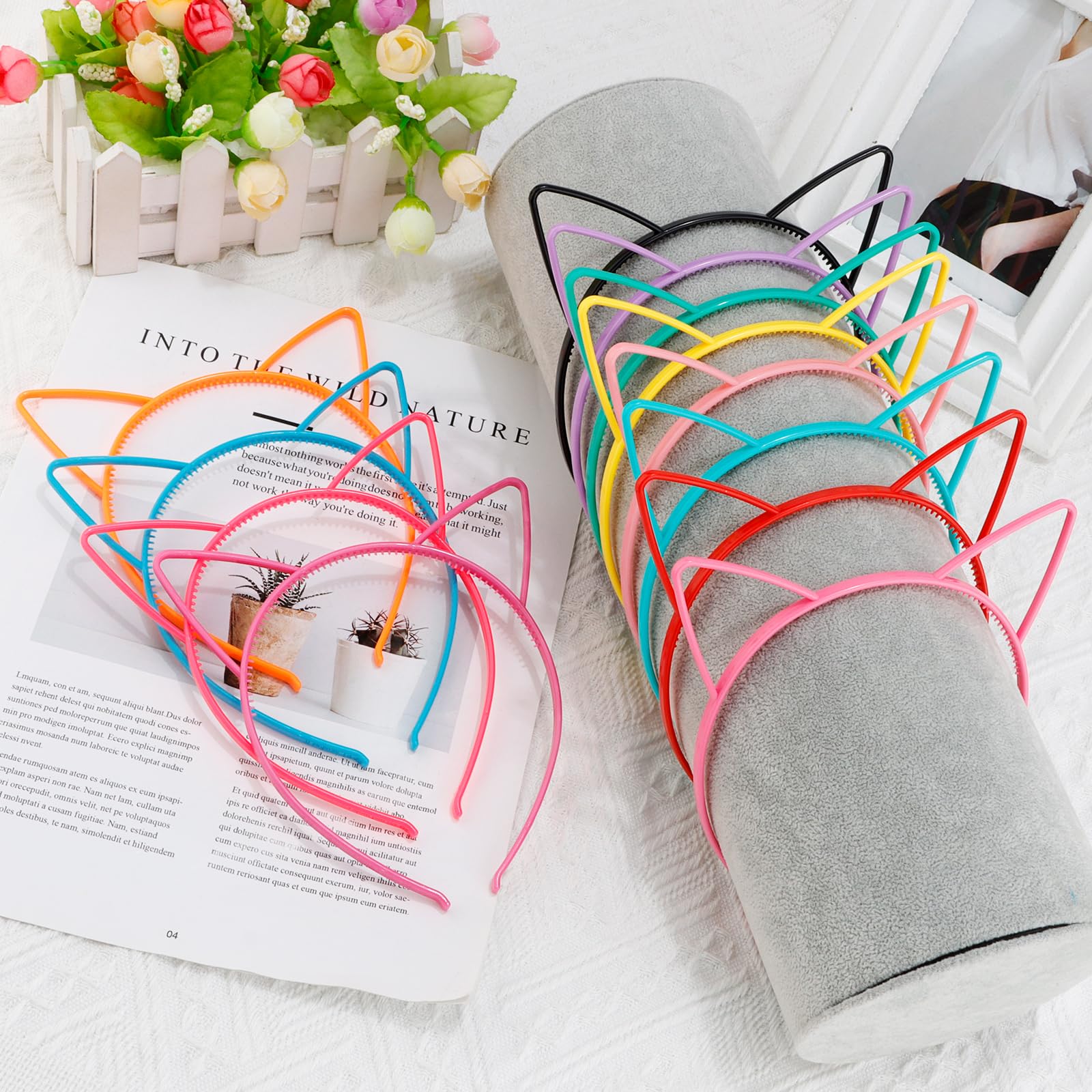 COCIDE 12Pcs Cat Ears Headbands Plastic Taylor Party Decorations Kitty Headbands for Women Gabby Party Favors Birthday Supplies for Women Halloween Hair Accessories Hair Hoops Costume - Image 3
