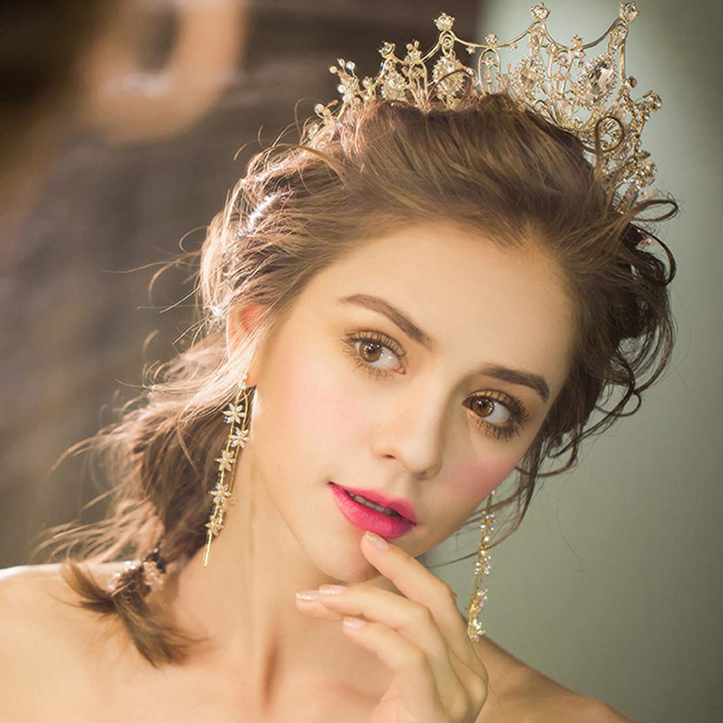 COCIDE Gold Crown for Women Baroque Queen Crown and Tiara for Girls Crystal Headband Mermaid Crown Princess Hair Accessories for Bride Birthday Party Bridesmaids Halloween Costume Cosplay - Image 3