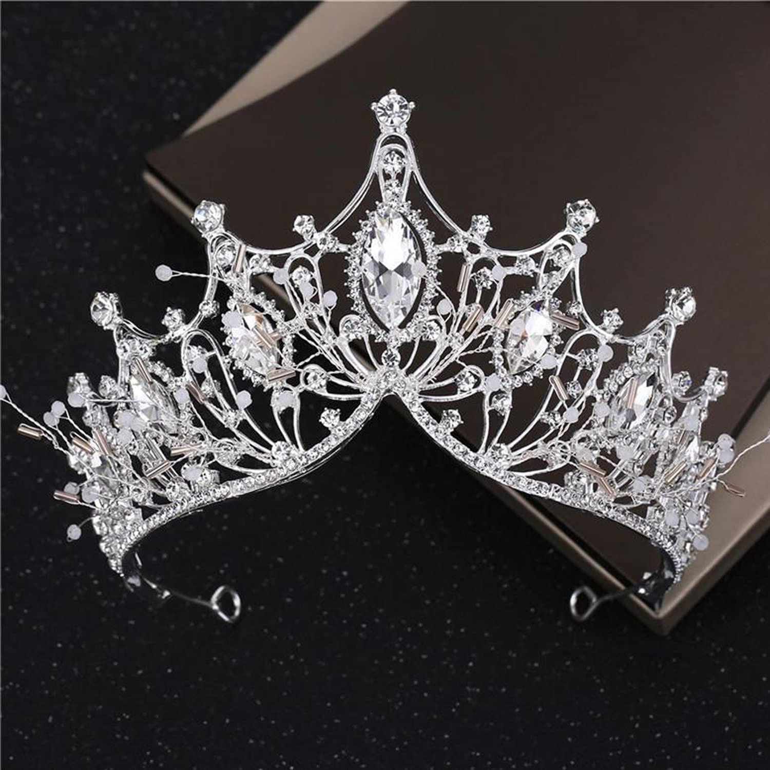 COCIDE Silver Jewelry Set for Women Crystal Tiara and Necklace Kit for Girls Rhinestone Crown Earrings Neck Accessories for Bride Wedding Birthday Party Bridal Prom Bridesmaid Dress up - Image 4