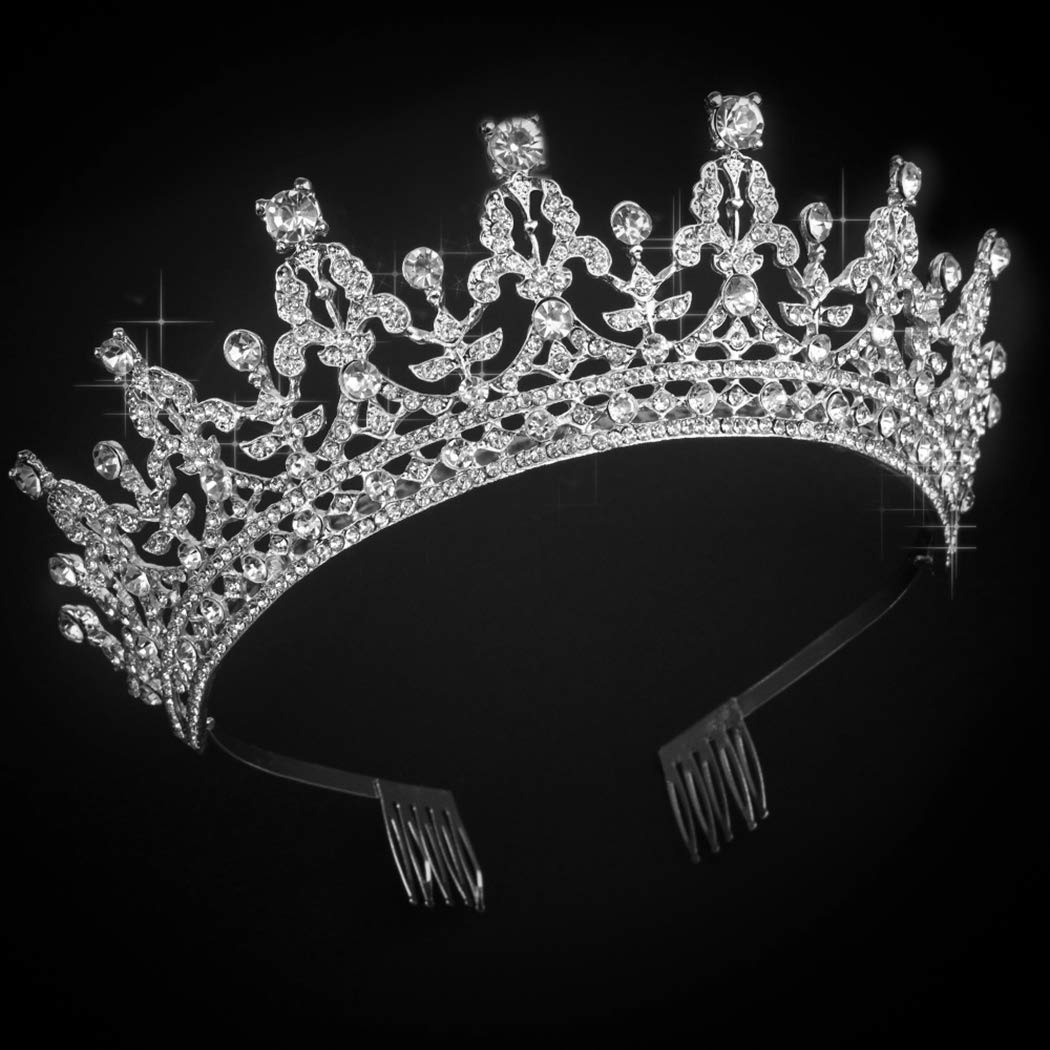 COCIDE Silver Jewelry Set for Women Crystal Tiara and Necklace Kit for Girls Rhinestone Crown Earrings Neck Accessories for Bride Wedding Birthday Party Bridal Prom Bridesmaid Dress up - Image 4